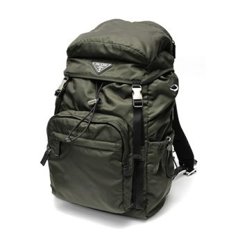 Prada Khaki Nylon Saffiano Triangle Backpack (Pre-Owned)