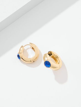 Talbots Bezel Hoop Earrings - Blue Majesty / Gold - 001 Talbots
