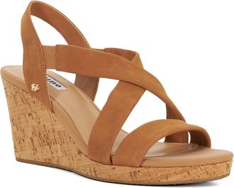 Dune London Ladies KAMIES Leather Cork Wedge Sandals Size UK 8 Wedges Tan