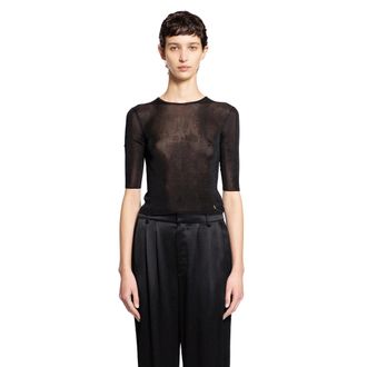 Saint Laurent Short Sleeve Top In Viscose Sheer
