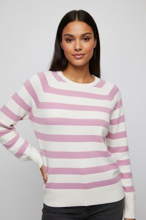 Only Rundhalspullover ONLY ONLAMA LIFE LS RAGLAN O-NECK CC KNT, Damen, Gr. XL, babys breath stripes:wild rose melange, aos, Strick, Obermaterial: 80% Polye