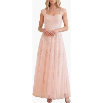 Needle & Thread Sunrise Sequin Sweetheart Ankle Gown in Opal at Nordstrom, Size 10