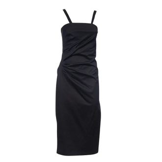 Max Mara Bustier Midi Jurk - Dames - Casual kleedjes - Zwart - 2XS - Katoen - Kleedjes