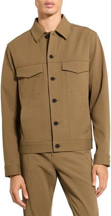 Theory River Cotton Blend Twill Trucker Jacket in Duffle at Nordstrom, Size Small