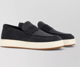 Hogan suede loafers contrast sole round toe