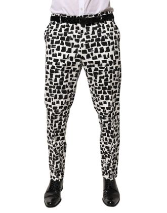 Dolce & Gabbana Mens Printed Cotton Trousers - White - Size EU 52 (Mens)
