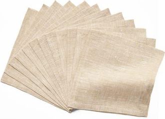 Solino Home Linen Cocktail Napkins Set of 12, 6 x 6 Inch for Dining Table, Holiday and Everyday Table Decor - Athena in Champagne Beige at Nordstrom