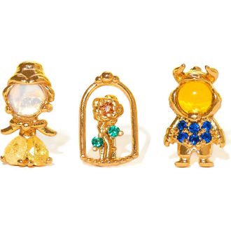 Girls Crew Disney Beauty & The Beast Stud Earrings Set in Gold at Nordstrom