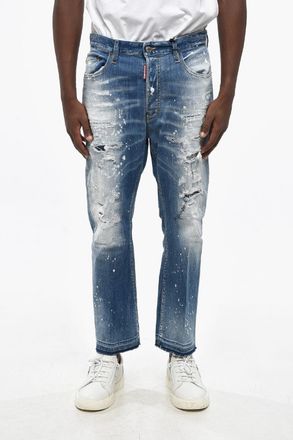 Dsquared2 Bleached Jeans BRO with Suede Logo Patch 19cm Dsquared2