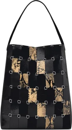 Mango Patchwork Leather Shoulder Bag in Black at Nordstrom