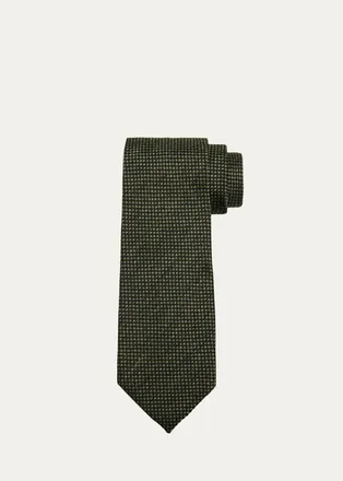 Tom Ford Mens Micro-Geometric Woven Silk Tie