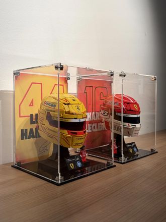 OEM Vitrinas Para Los Cascos De Lego Charles Leclerc (43014) Y Lego Lewis Hamilton (43022)