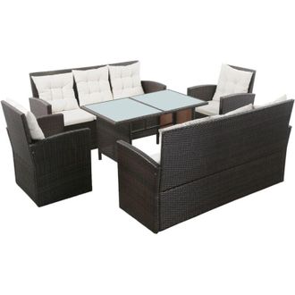 vidaXL Vidaxl - Set Divani da Giardino 5 pz con Cuscini in Polyrattan Marrone