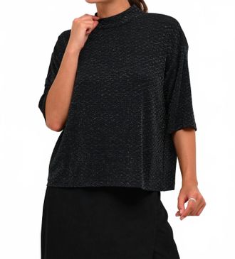 Kaffe Kaellie Mock Neck Half Sleeves T-Shirt In Black