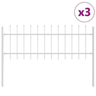 Berkfield Home Garden Fence Set of 3 Cool White Powder-Coated Steel