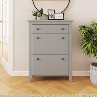 GFW Deluxe Two Tier Shoe Cabinet in Grey