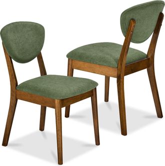 Best Choice Products 2-Piece Mid-Century Modern Wood & Upholstered Dining Chair Set