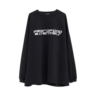 Fear of God Sweatshirts, male, Black, Size: 2XL Logo Print Crew Neck Sweatshirt
