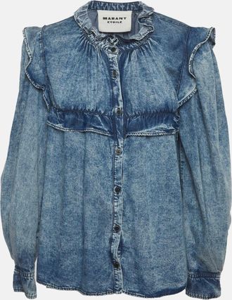 Isabel Marant Etoile Blue Chambray Ruffle Top