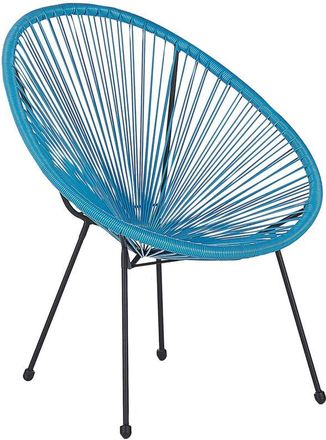 Beliani Beliani - Modern Accent Chair Round pe Rattan Steel Living Room Blue Acapulco ii