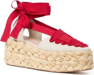 Loeffler Randall Mason Closed Toe Platform Espadrille in Natural/Red at Nordstrom Rack, Size 11.5