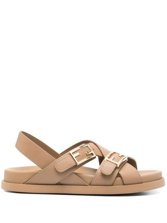 Fendi leather sandals - women - Calf Leather/Calf Leather/Rubber - 37.5 - Brown
