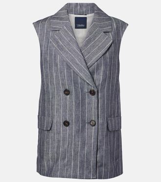 Max Mara Ballo pinstripe double-breasted linen vest