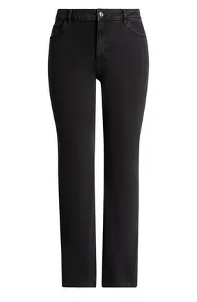 Mango Frayed Mid Rise Flare Jeans in Black Denim at Nordstrom Rack, Size 14
