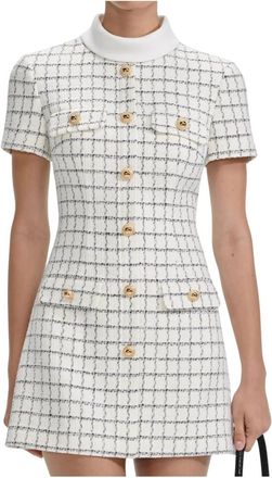 Self Portrait Check Boucle Mini Jurk - Dames - Korte kleedjes - Veelkleurig - M - Tweed - Kleedjes