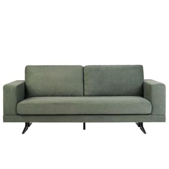 Miliboo Miliboo - Sof&aacute; De Dise&ntilde;o De 3 Plazas En Tejido Chenilla Verde Caqui Y Metal Negro Lennon