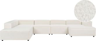 Beliani Modular Corner Sofa 5 Seater ARDAL Boucle Off-White Right Hand