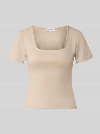 Oh April Slim Fit T-Shirt mit Karree-Ausschnitt Modell Kalina in Taupe, Gr&ouml;&szlig;e XL
