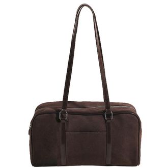 Generic Women Faux Suede Shoulder Bag Fashion Underarm Bag Large Capacity Elegant Shoulder Purse Zip Closure Vintage Commuting Bag Outdoor Travel Bag (Coffee)