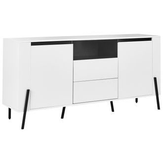 Beliani Aparador 2 Puertas Cajones Con Patas De Metal Moderno Blanco Blackpool
