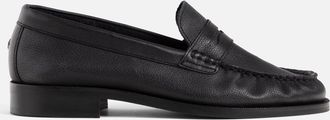 Duke + Dexter Duke + Dexter, Womens Ezra Black Pleated Penny Loafer - Womens, Size 3