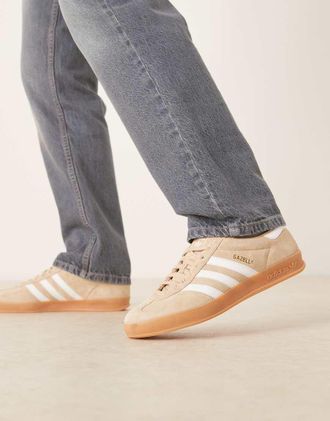 adidas Originals Gazelle Indoor - Sneakers beige con suola in gomma-Bianco