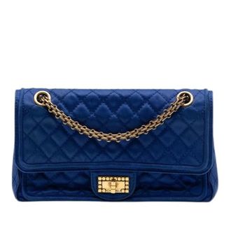 Chanel Pre-owned Quilted Satin Shoulder Bag - Dames - Pre-owned - Blauw - Maat: ONE Size Satijn