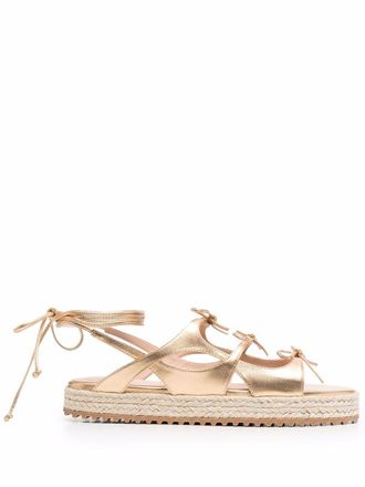 Scarosso x Paula Cademartori 30mm leather espadrilles - women - Leather - 36 - Gold