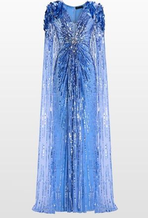 Jenny Packham Goldfinger Sequin-Embellished Maxi Dress in Cornflower Blue at Nordstrom, Size 10 Uk