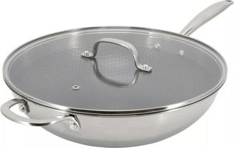 Better Chef Better Chef 12.5-Inch 3-Ply Stainless Steel Nonstick Wok with Lid