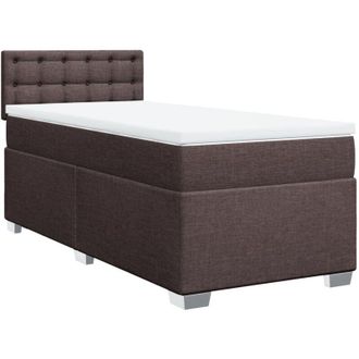 vidaXL Cama Box Spring Con Colch&oacute;n Tela Marr&oacute;n Oscuro 90x190 Cm Vidaxl