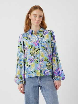 Y.A.S Hemdbluse Y.A.S YASASINA LS SHIRT S. NOOS, Damen, Gr. 36, transparent (clear sky aop:alicca), Web, Obermaterial: 100% Viskose, bedruckt, normal, elast