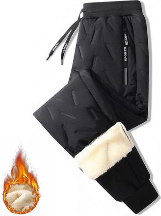 Generic FleeceActive - Unisex Fleece-Lined Waterproof Pants, Lightweight Snow Sweatpants, Unisex Fleece-Lined Waterproof Pants (Black,2XL)