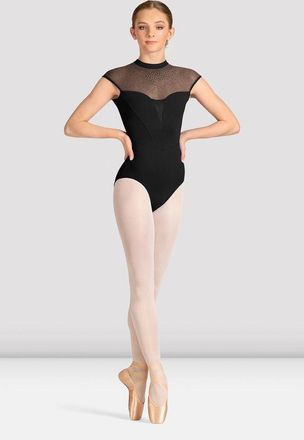 Bloch BLOCH Ladies Mirella Celeste Cap Sleeve Printed Leotard, Black