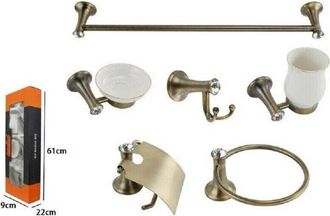 Trade Shop Cleafe - Set Bagno 6 Accessori Porta Asciugamano Rotolo Bicchiere Spazzolino 59237 Cristalli