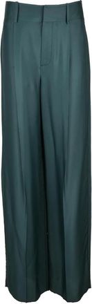 Bottega Veneta Klassieke hoge taille wijde broek - Dames - Wijde Broeken - Groen - 2XS - Broeken