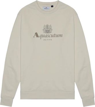 Aquascutum Actieve Big Logo Crewneck in Groen - Heren - Sweatshirts - Beige - 2XL - Katoen - Hoodies & sweatvesten