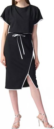 Joseph Ribkoff Scuba Crepe Short Sleeves Sheath Dress In Black/off-White