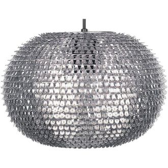 Beliani Lampadario con Paralume Ovale in Metallo Argento con Paillettes Glamour Reine