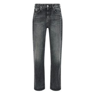Versace Straight Jeans, male, Gray, Size: W32 Logo-patch Jeans